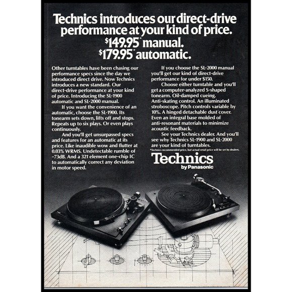 1978 Technics L-2000 Turntable Record Player Vintage Print Ad Audiophile Decor - Picture 1 of 1
